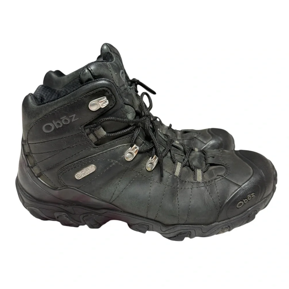 Oboz Bridger Men’s SZ 11.5 Dry Waterproof Black Leather Hiking Boots Shoes Walk
